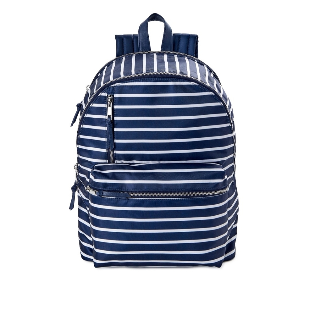 NO BOUNDARIES Women's Dome Zip Backpack Navy Stripes